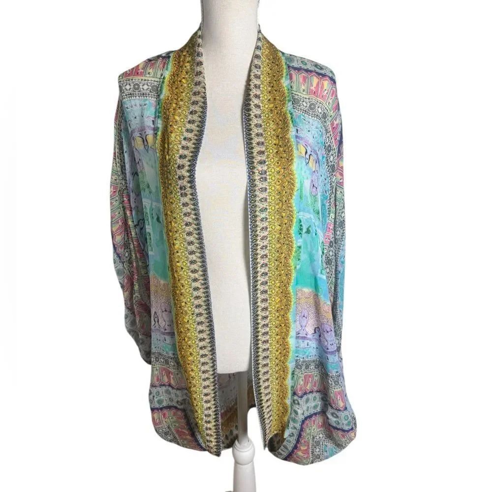 Camilla Silk Open Front Cardigan crystals one size - Picture 3 of 11